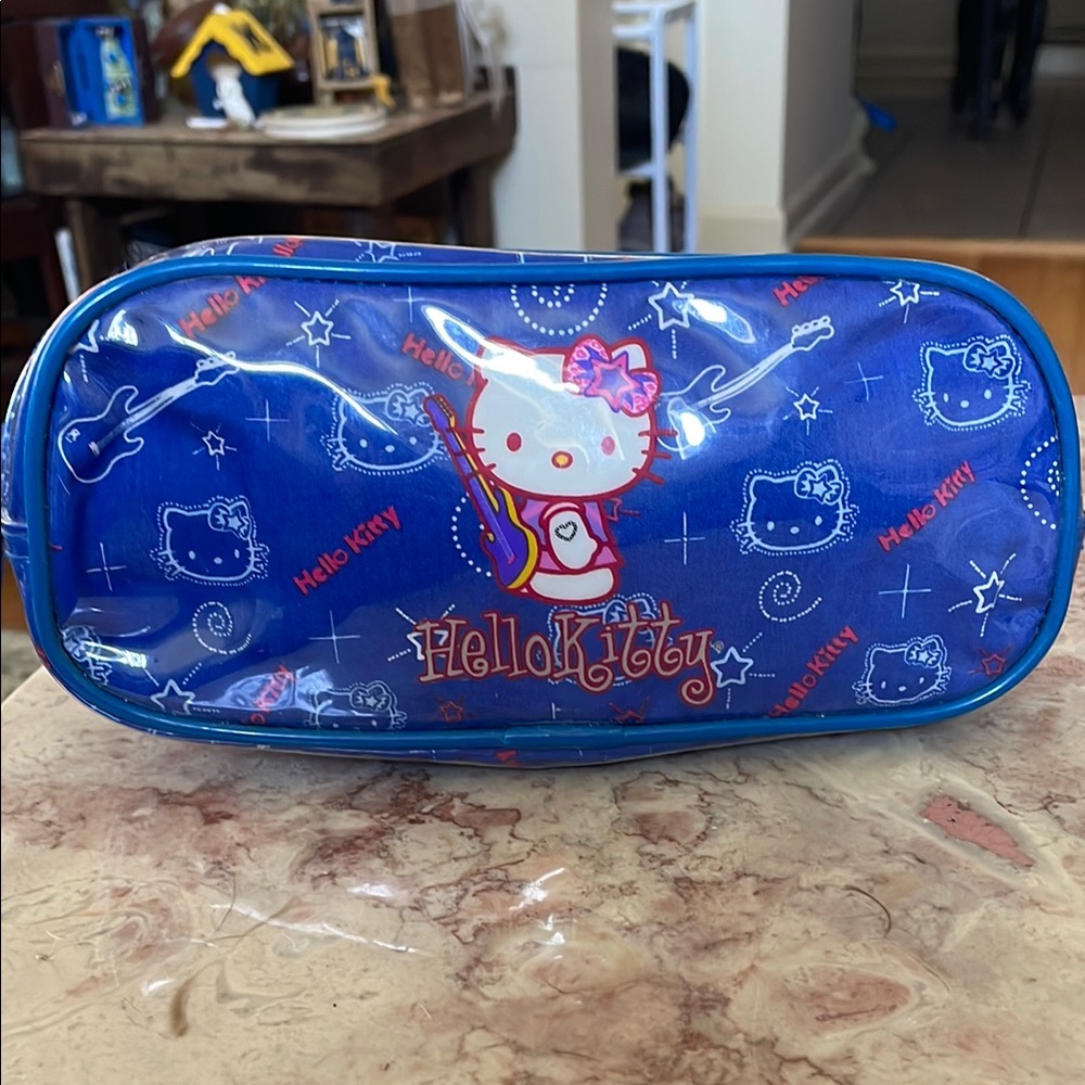 NWOT~Hello Kitty Sanrio Blue and White Zippered Woman’s Cosmetic Bag